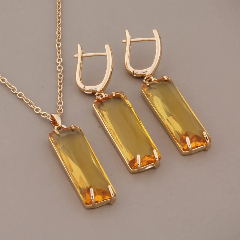 New Trend Gold Color Big Drop Earrings Sets for Women Fashion High Quality Hanging Earring Luxury Elegant Women\'s Set