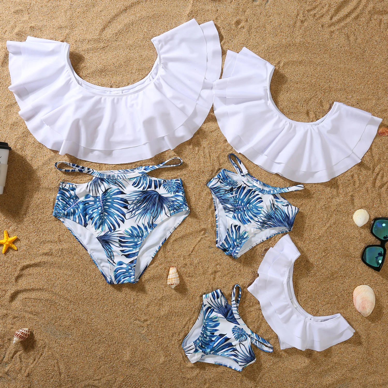 Summer Swimsuit Family Matching Swimwear Two Pieces Bikini Set Newest Printed Ruffles Bathing Suits Family Look Swimwear Sets