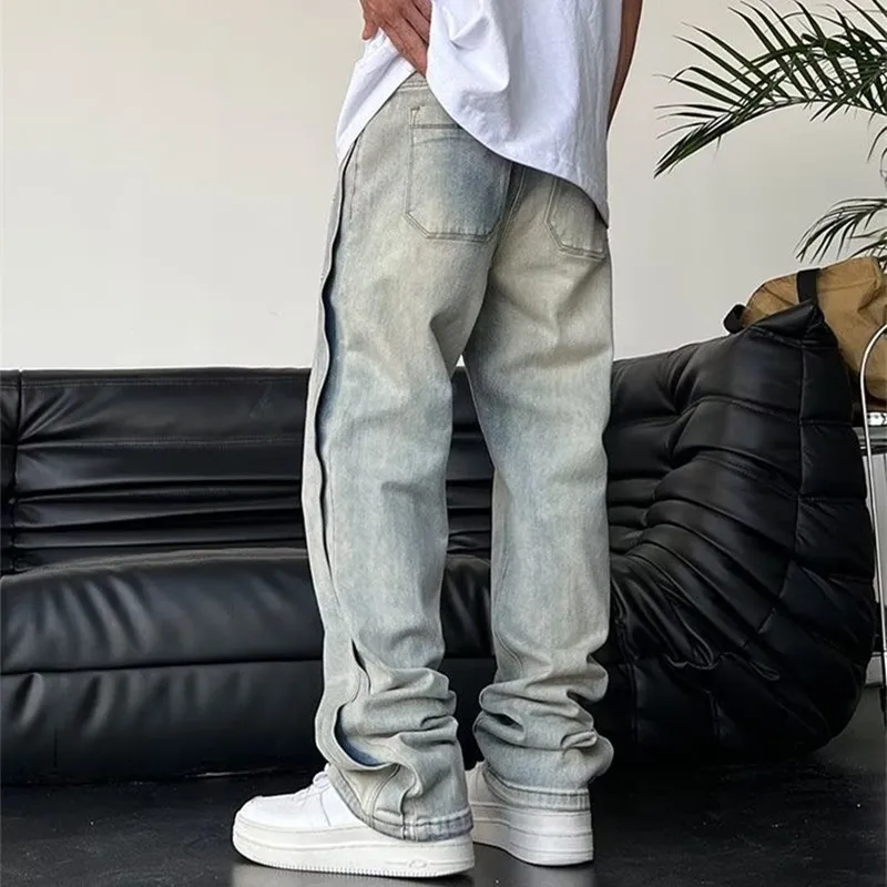 2022 Cool Design Retro Washed Baggy Men Hip Hop Jeans Pants New Fashion Luxury Straight Vintage Loose Denim Trousers Y2K Clothes