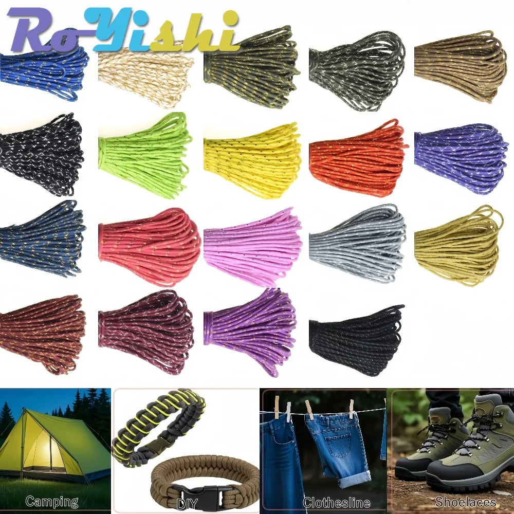 31M 100 FT Gold Silver 550 Paracord Parachute Cord Lanyard Mil Spec Type III 7 Strand Core 19 Colors