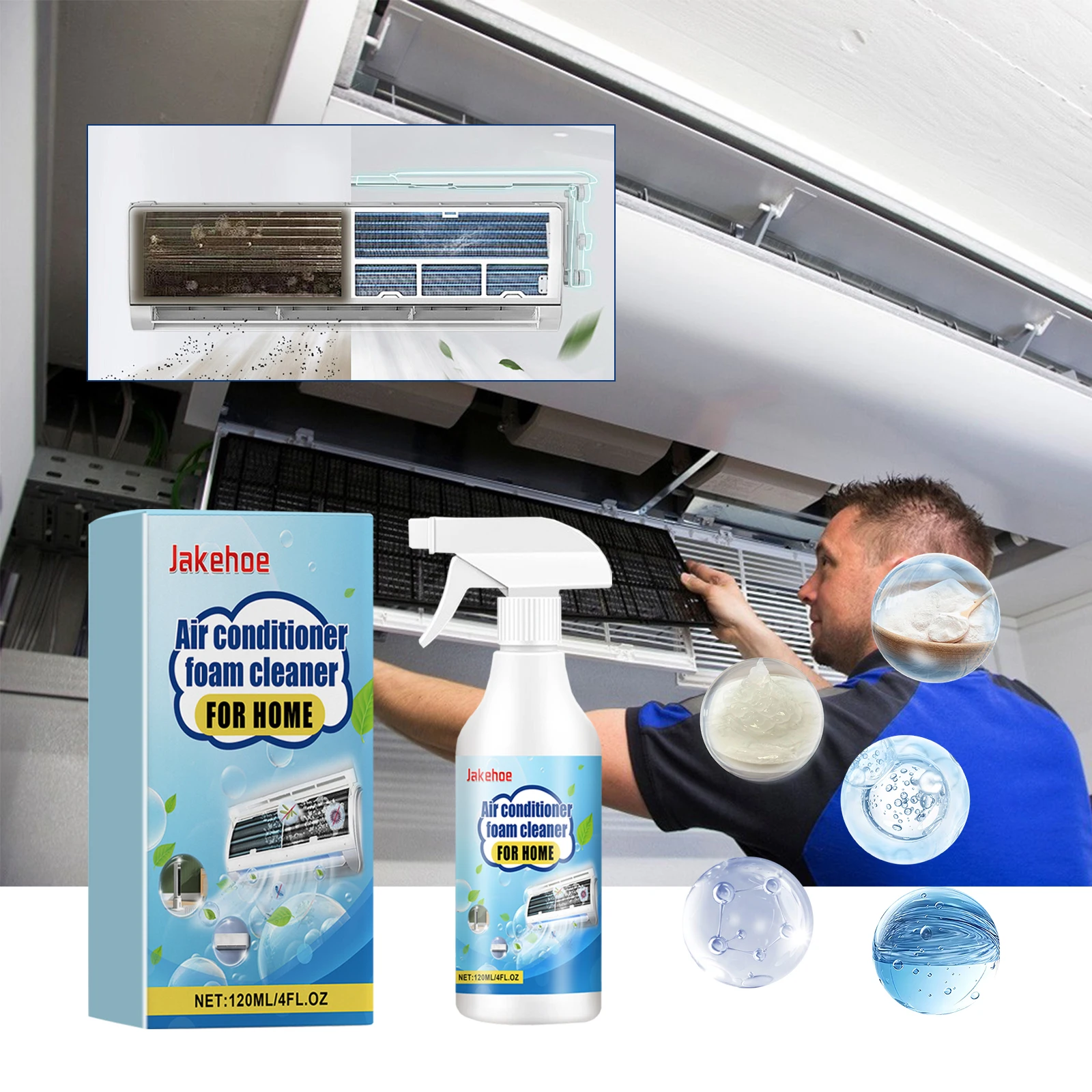Household Air Conditioner Foam Cleaner - Purifying, Deodorizing and Effective for Cleaning Indoor and Outdoor Units