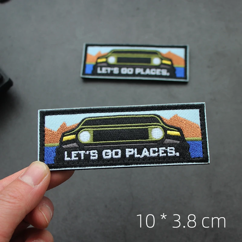 Let's Go Places Embroidery Patches Off-road Vehicles Outdoor Armband Sticker for Bag Vest Decor