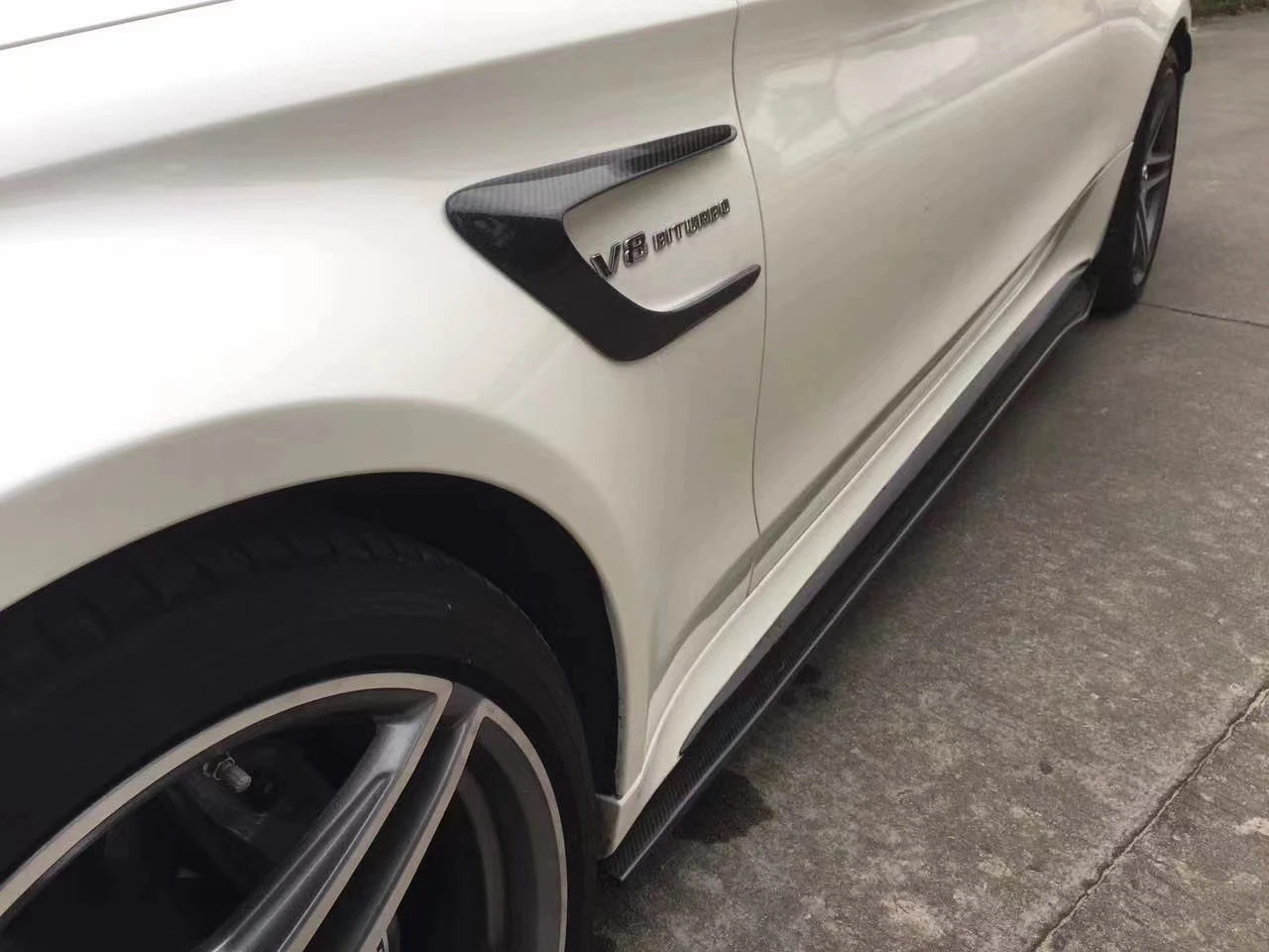 W205 PSM スタイルサイドスカート車の外装アクセサリーカーボンファイバールックサイドスカート C クラス W205 C63