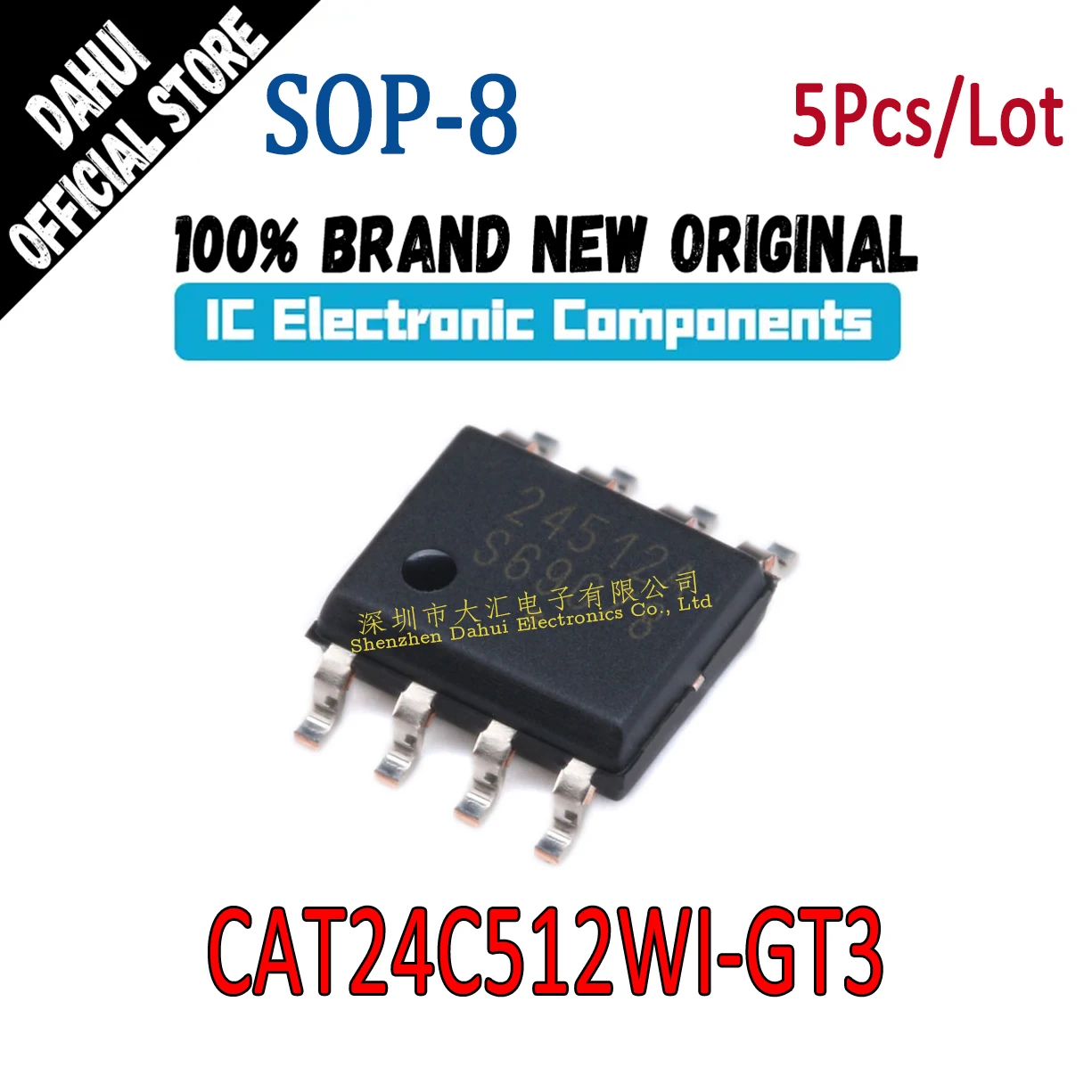 

5Pcs CAT24C512WI-GT3 Silkscreen 24512A SOP-8 EEPROM chip IC New original