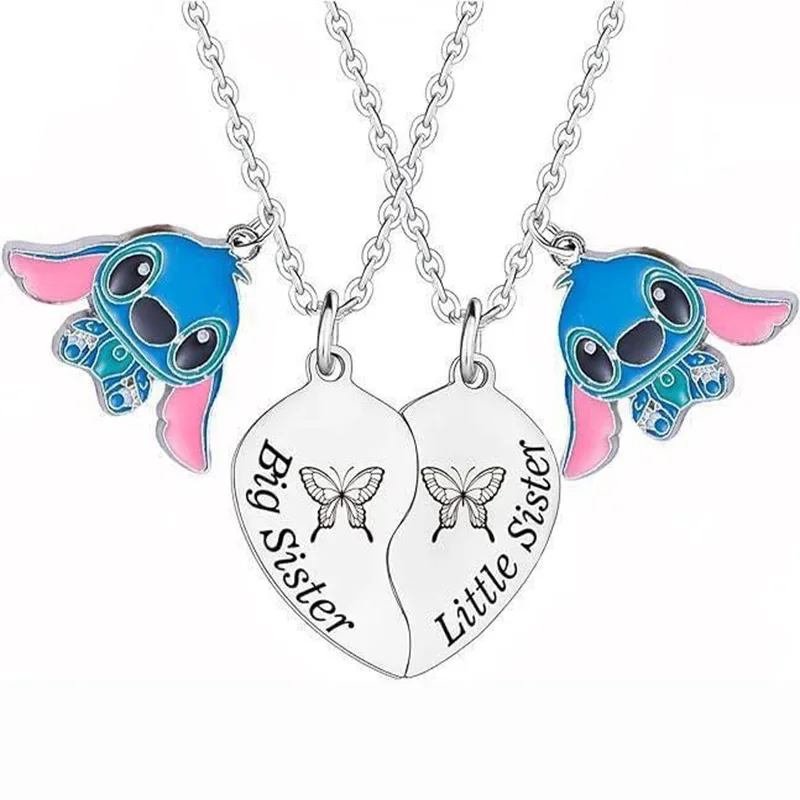 Kawaii Disney Stitch Fashion Necklaces Pendants Heart Matching Necklace Pendant Eternity Necklace for Couple Good Friend