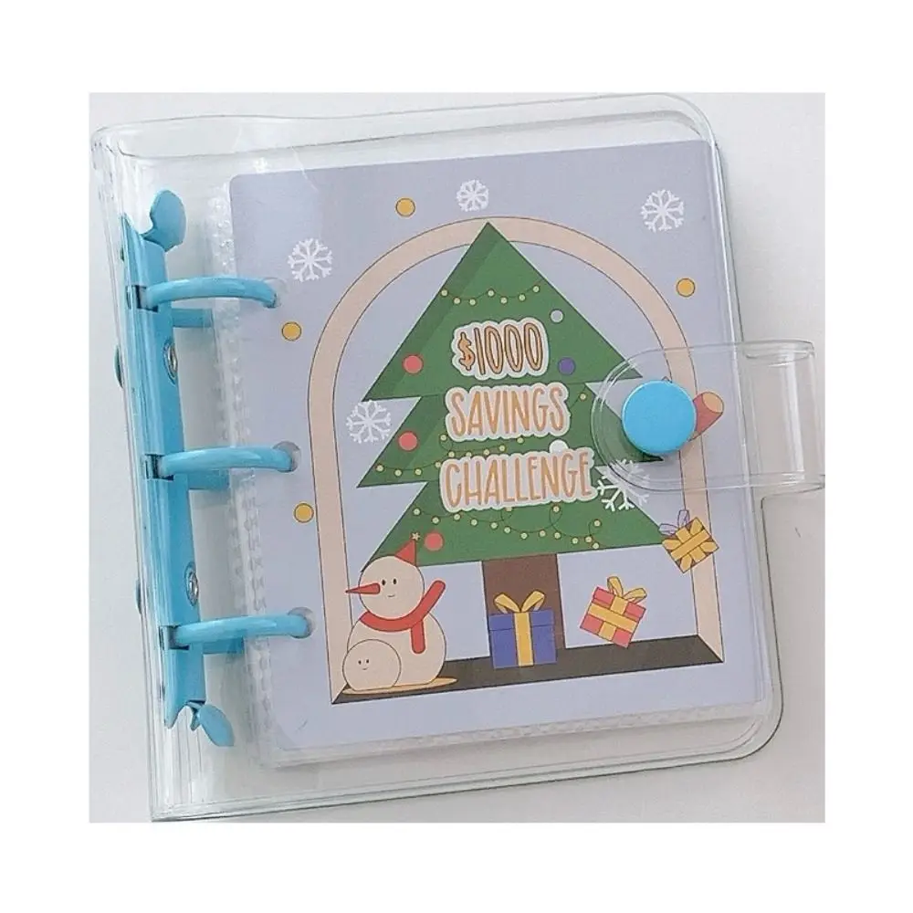 Sfida per risparmio di denaro Mini raccoglitore natalizio Organizzatore di denaro in PVC Notebook per risparmiare denaro con buste per contanti a fogli mobili