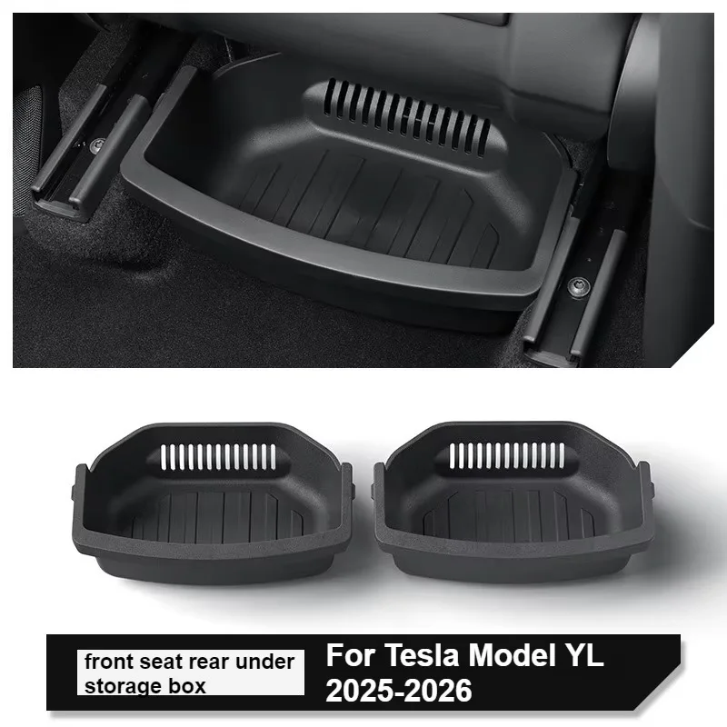 Under Seat Storage Box For Tesla 2026 Model YL 6-Seat TPE Drawer Front Rear Seat Lower Organizer Tray Car Interior Accessories view 2