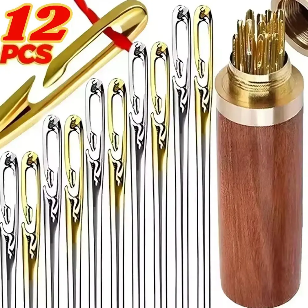 Self-Threading Needle Blind Sewing Needle Stainless Steel Easy Threading Side-Threading Needle Side-Opening Eye