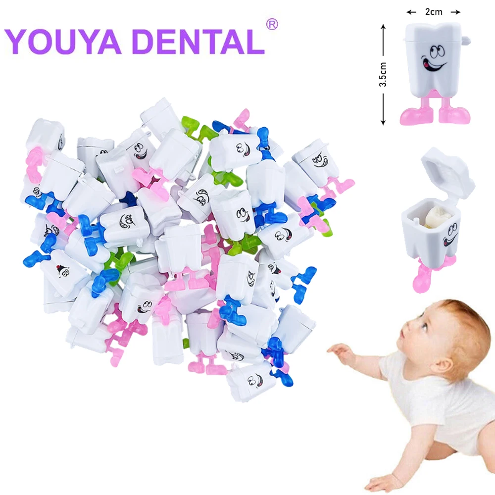 50Pcs Baby Tooth Box Cute Kids Teeth Organizer Plastic Milk Teeth Storage Box Save Collect Case Boys Girls First Tooth Container