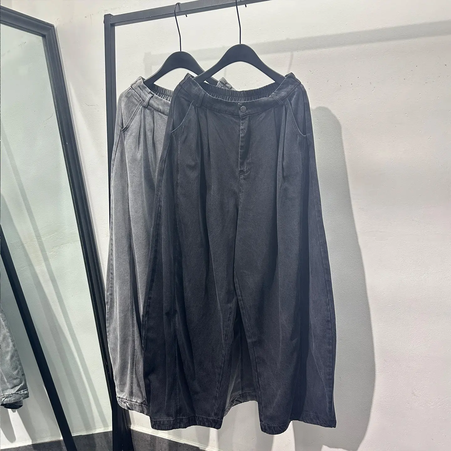 Avant-Garde Dark Design Sense Niche Retro Washed Worn Jeans Men's Autumn Loose Leisure All-Matching Wide-Leg Trousers