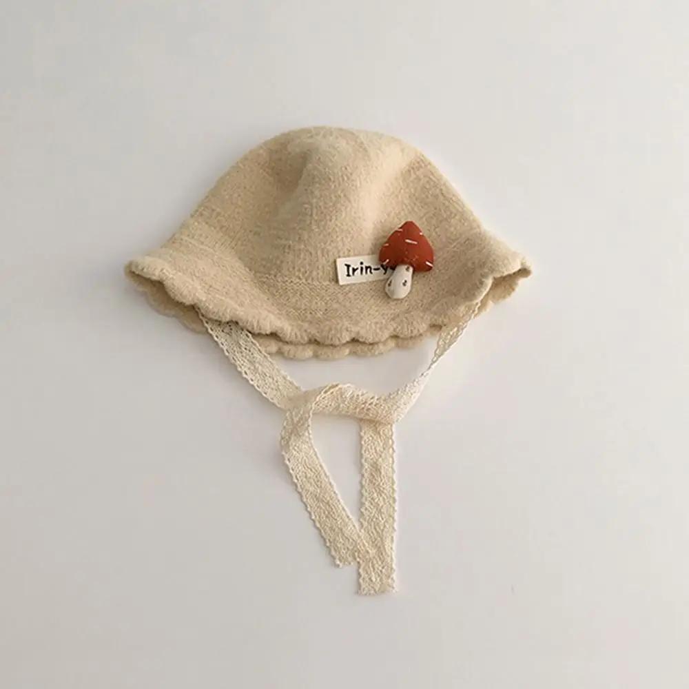 

Adorable Soft Warm Knitted Hat Solid Color Windproof Baby Bucket Hat Thicken Breathable Curled Fisherman Cap Winter Season