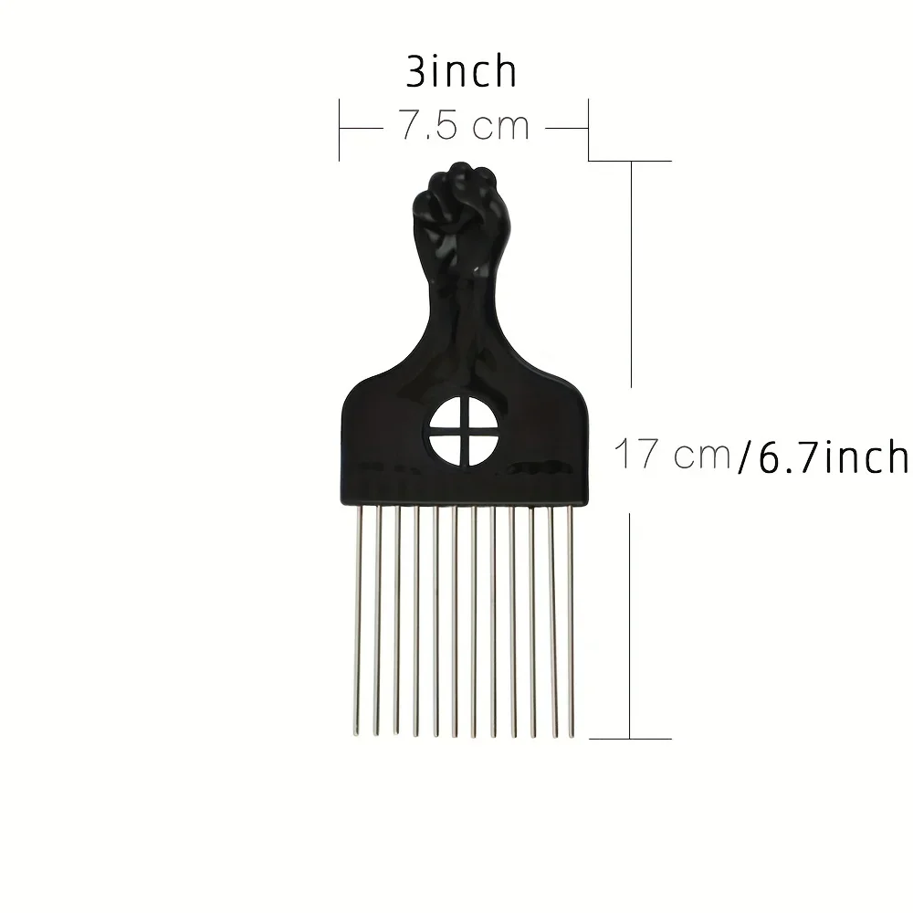 Schwarzer Metall-Haarkamm für Afroamerikaner, Frisierkamm für Friseure, Styling-Werkzeug für Salon und Barbershop – Detail 2