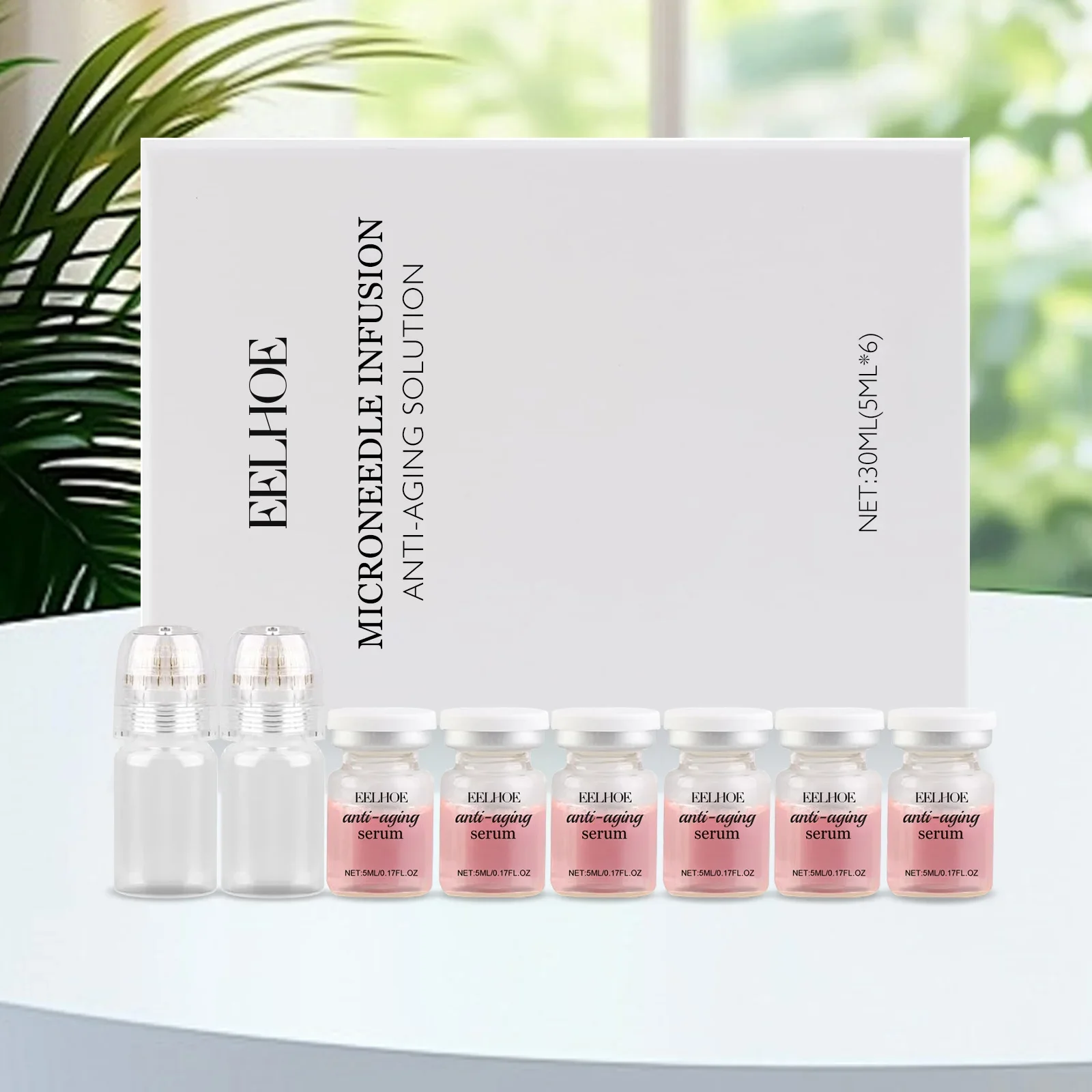 Korean Anti Aging Microneedle Serum Set Collagen Hyaluronic Acid Hexapeptide Firming Fine Lines Face Essence Skincare 6Pcs