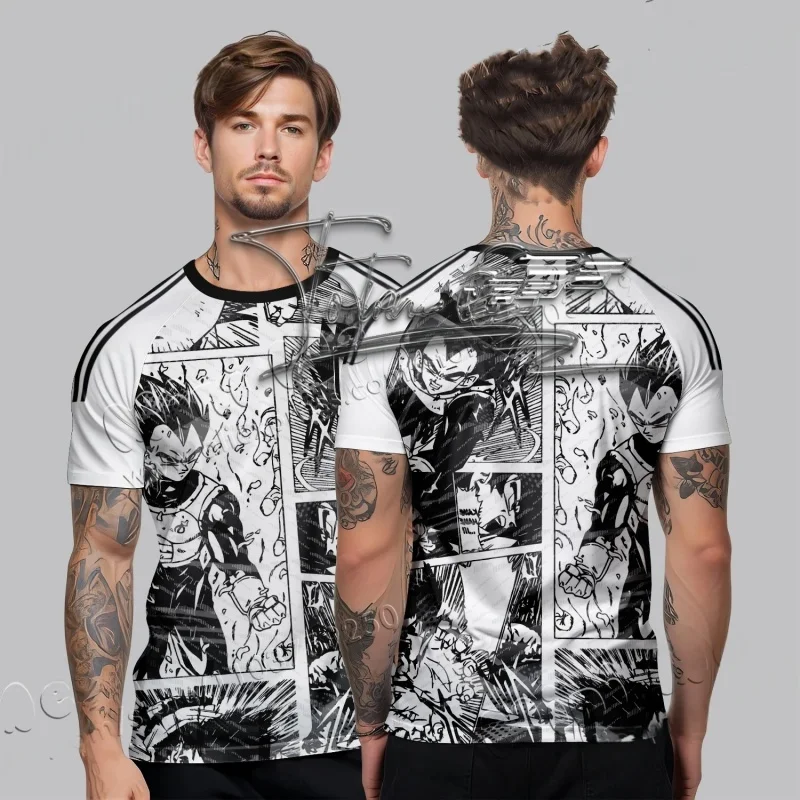 

3D Printed Quick Drying Men's Clothing Street Fashion DRAGON BALL and Breathable Short Sleeved Personalized T-shirt MOTO