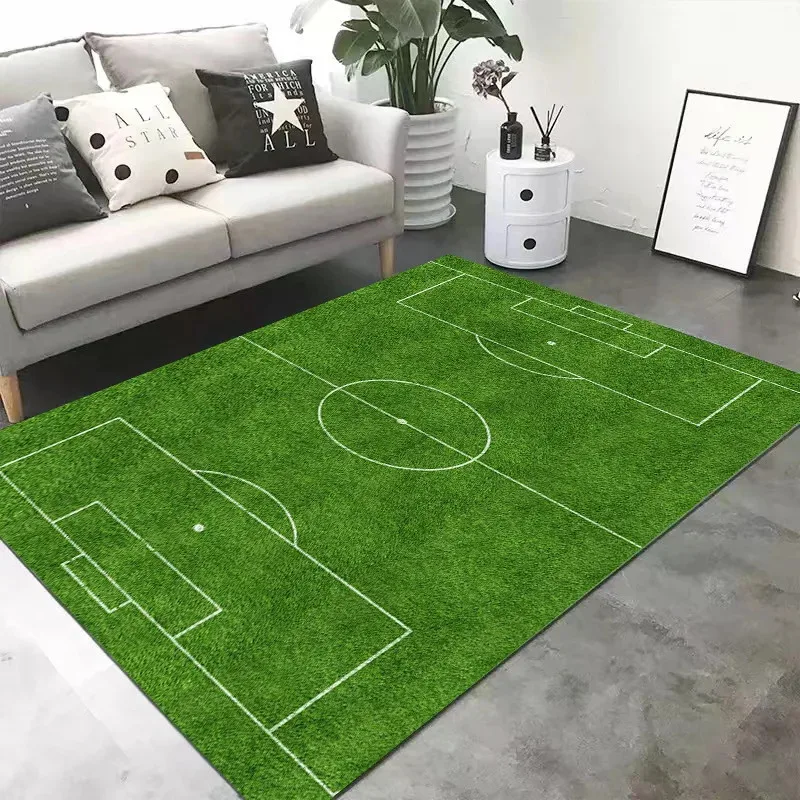 VIKAMA Football Pitch-Style Carpet Non-Slip, Machine-Washable Living Room & Bedroom Rug Gaming Room Carpet Home Decor
