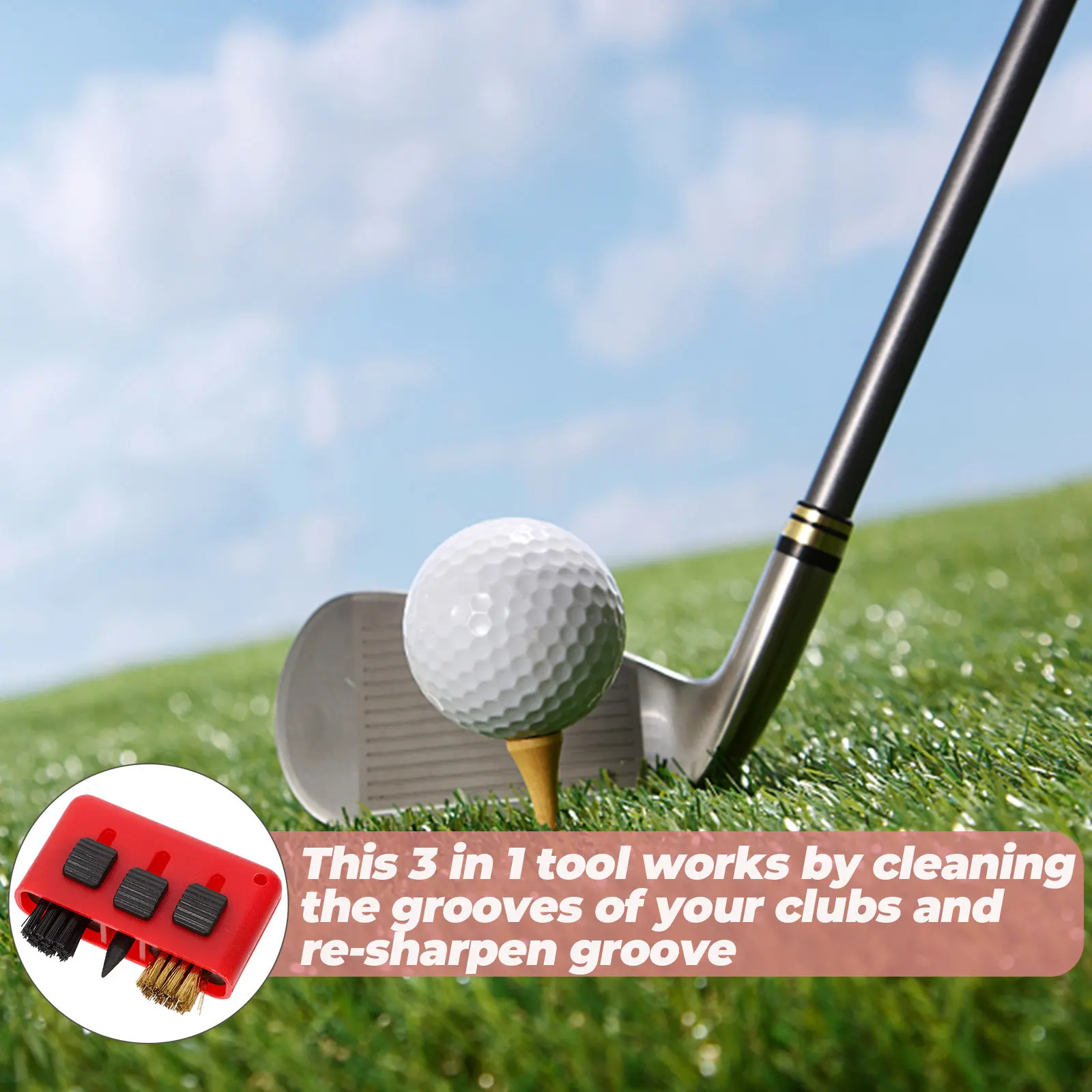 

4Pcs Golf Club Cleaning Brush Set 3 in 1 Groove Sharpener Cleaner for Clubs Balls Premium Material Portable Daily Maintenance