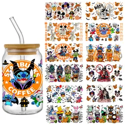 Halloween Mickey Minnie Disney Stitch UV DTF Transfer Sticker Waterproof Transfers Decals For 16oz Glass Cup Wrap Stickers