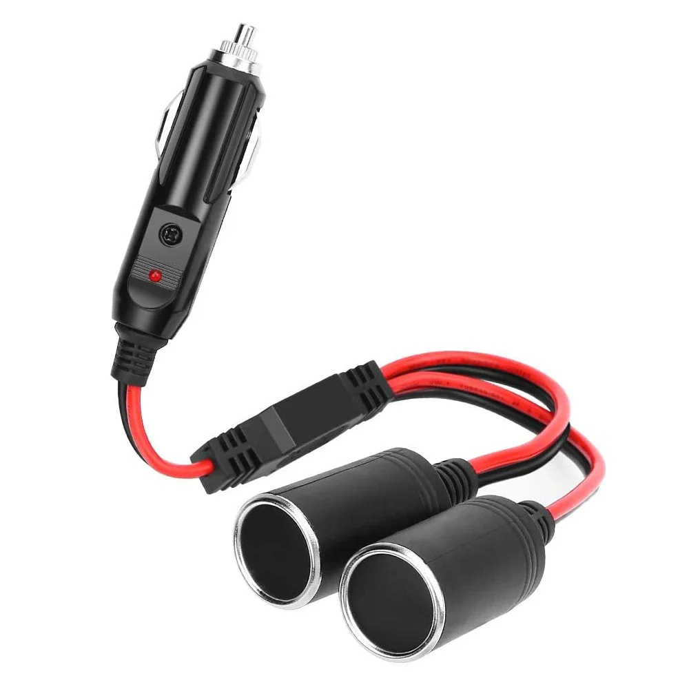 1 to 2 Car Cigarette Lighter Splitter Power Charger 12V 24V Plug 2-Way Splitter Y Adapter 30cm Cigarette Lighter Extension Cord