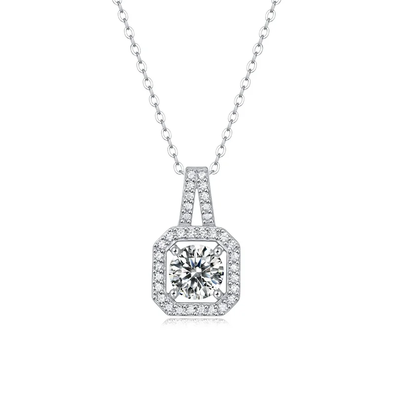 

Real Moissanite Pendant Necklace for Women Authentic with Gra Certificate 1 Carat Similar Diamond Pure 925 Sterling Silver