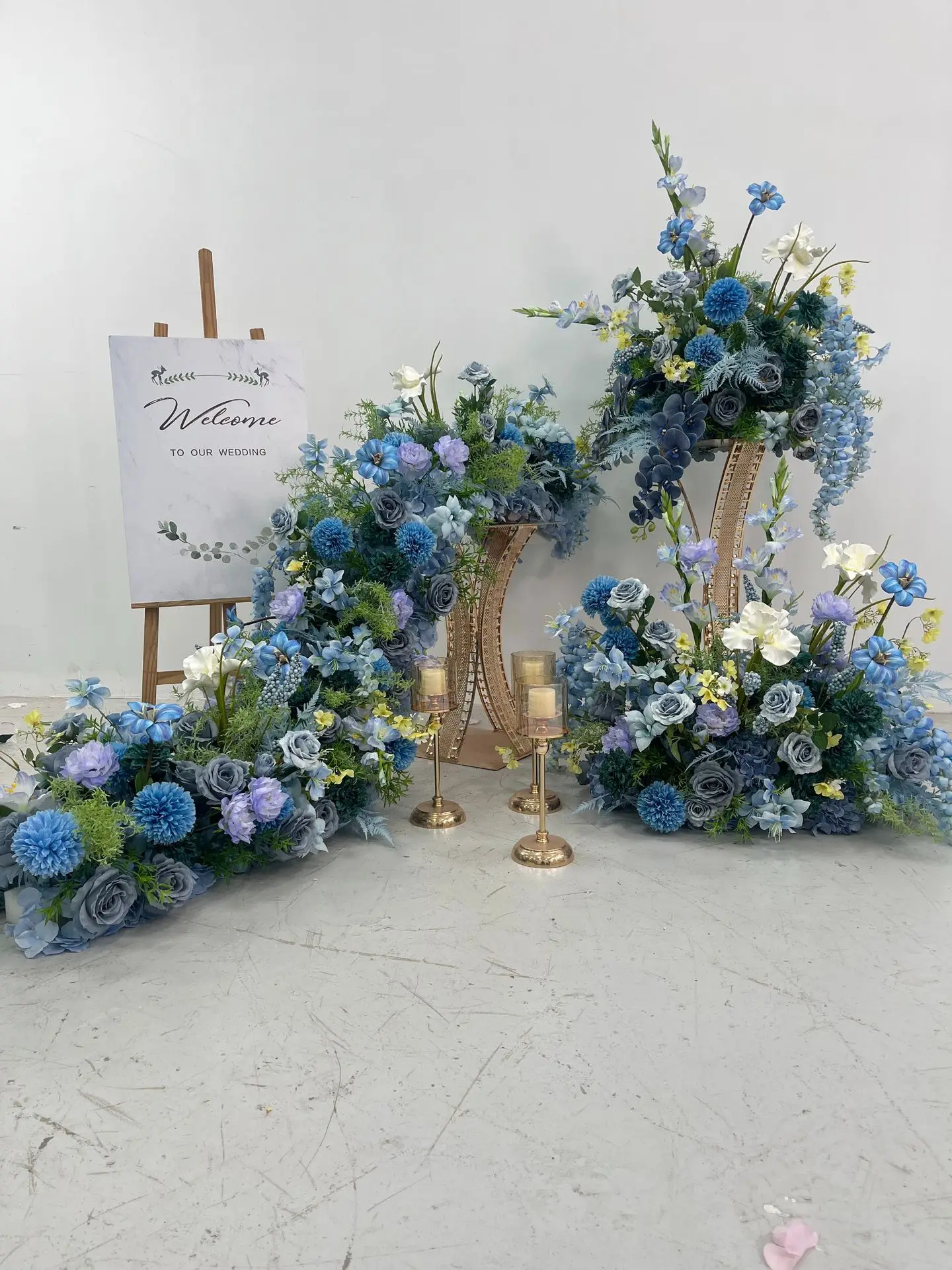 Hellblaue Künstliche Blumenreihe Wasserfall-Tischblume Großhandel Hochzeits-Party-Tischdekoration Künstliche Seidenblumen Event-Dekoration – Detail 1
