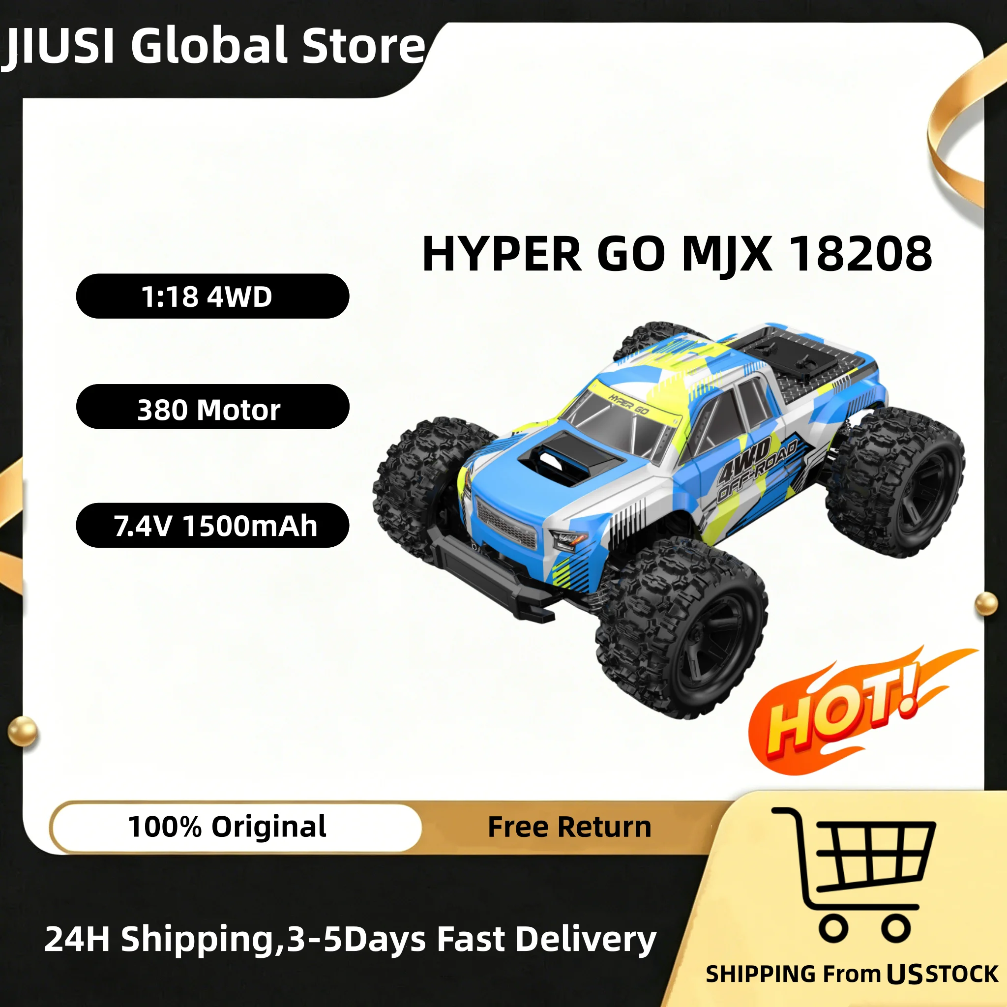 HYPER GO MJX 1:18 18208 Rc Car Rc Toys Remote Control Car Monster Truck Dual Shell Off Road Vehicle Rc Truck For Adult Shipping From US