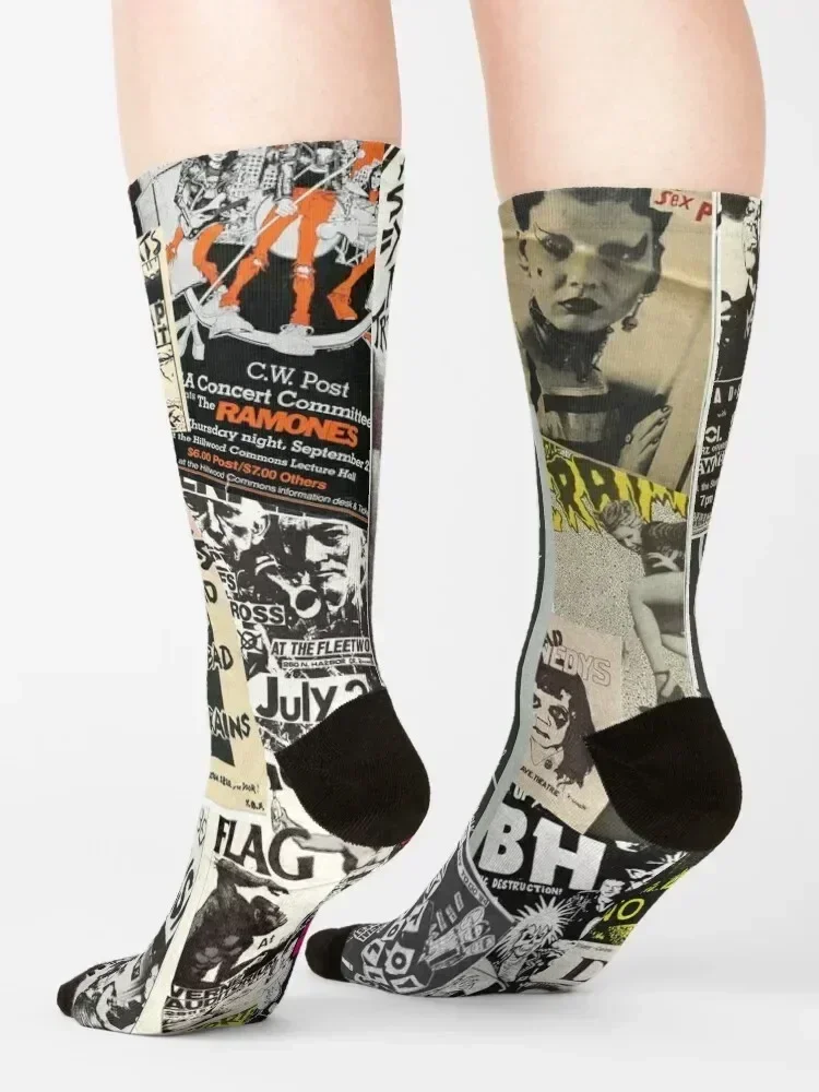 Punk Flyers Collage Socks winter gifts Non-slip New year's Heating sock Woman Socks Men's