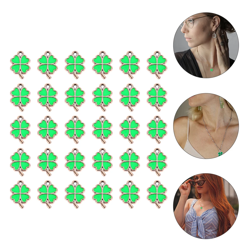 

30 Pcs Four Leaf Jewelry Arts & Crafts Supplies Charm Plastic Diy Necklace Pendant