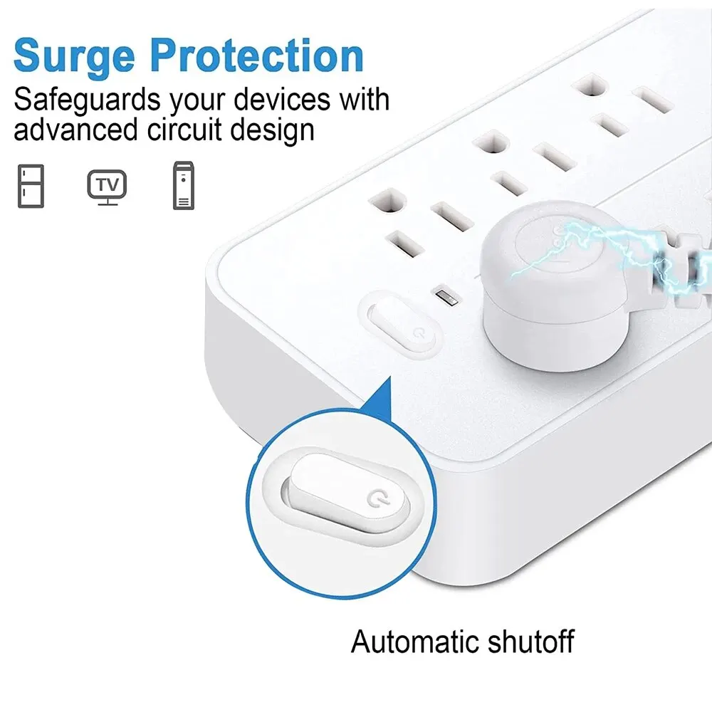 US Plug AC Outlets Power Strip Multitap Socket Extension Cord Electrical With USB Type C Fast Charging Network Filter Adapter