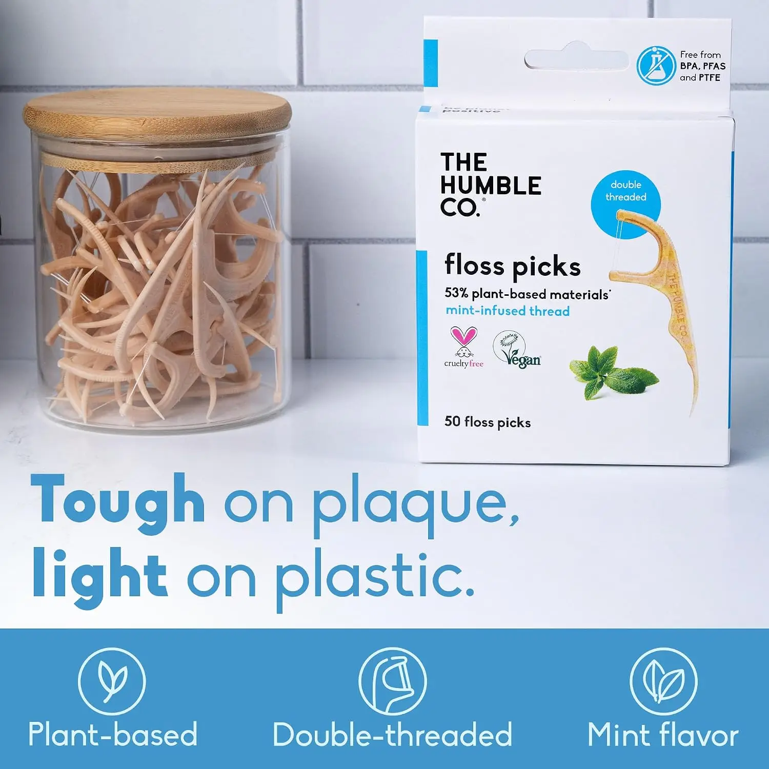 Mint Dental Floss Picks 200ct Double Thread Eco