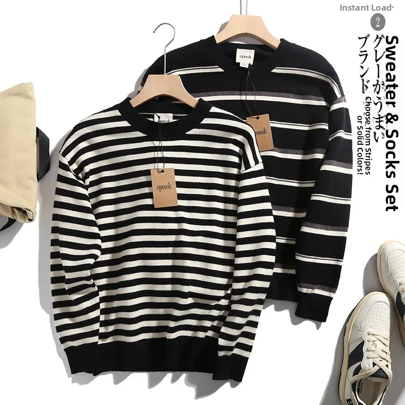 

Skin-friendly Classic Striped round Ne Knitwear Sweater for Men Faionable Autumn Winter Casual Comfortable Fit Hoodie