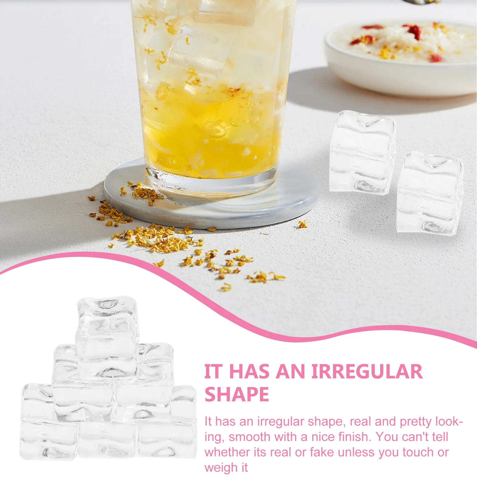 

200pcs Reusable Fake Cubes Non-Melting Washable For Cocktail Drink Decoration Photography Props Vase Filler Plastic Ice Cube