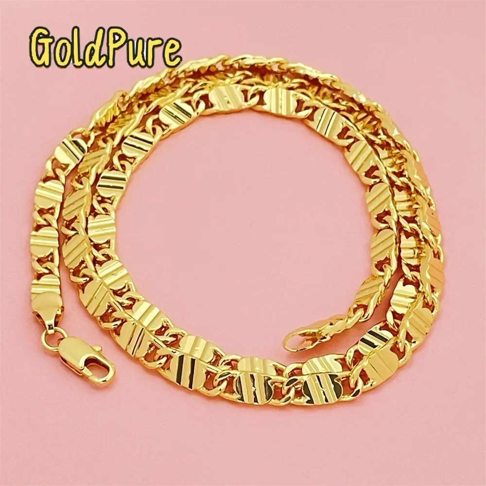 

Золотое ожерелье Goldpure Luxury 24K 9999 из чистого золота с узором MM, 60 см, для мужчин
