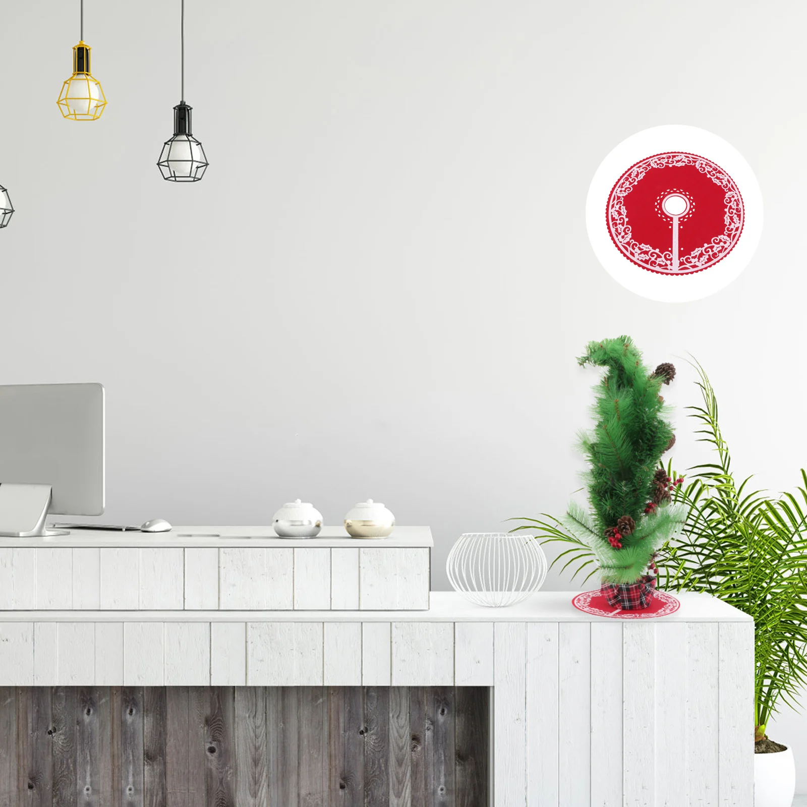 

1Pcs 30Cm Felt Tree Skirt Christmas Decoration with Elegant Stitching for Floors Protection Xmas Tree Mat Wrap