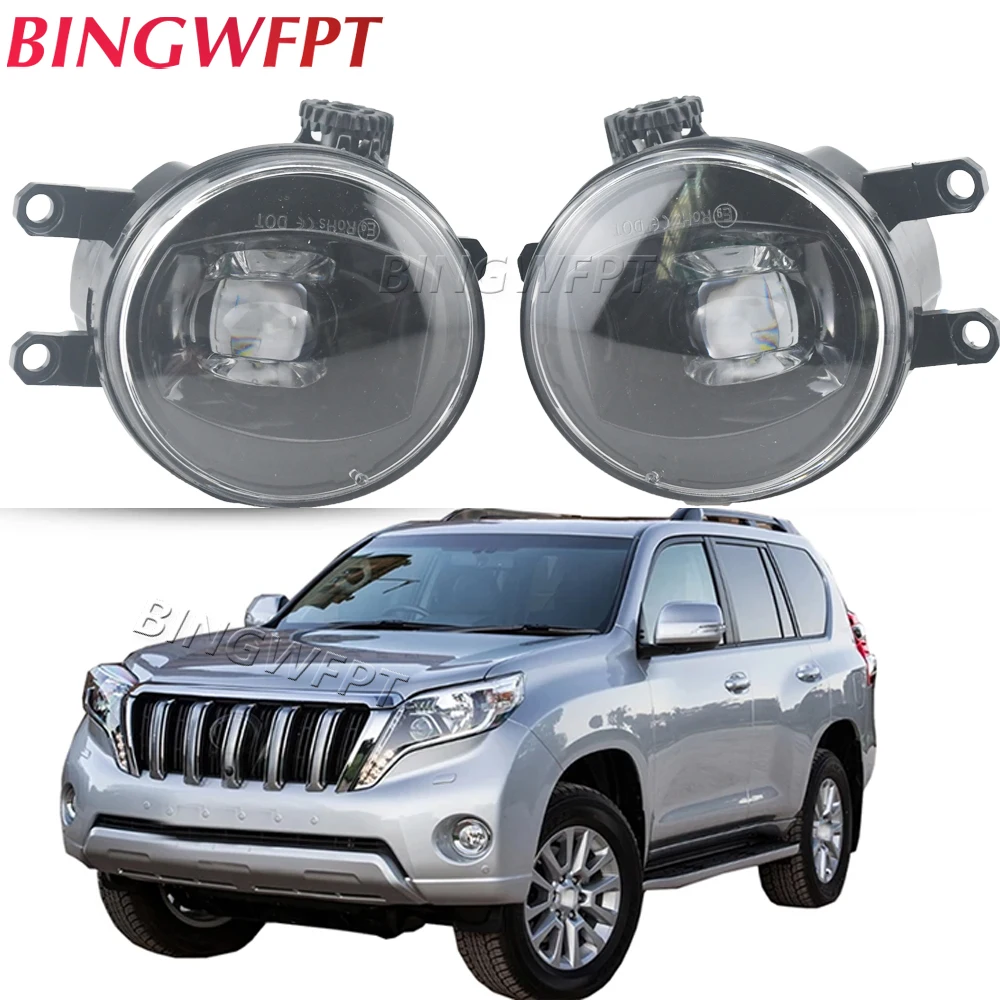 1Pair Fog Light Assembly For Toyota Land Cruiser Prado J150 2009-2013 Camry XV40 Wish Car LED Lens Fog Driving Lamp DRL 12V