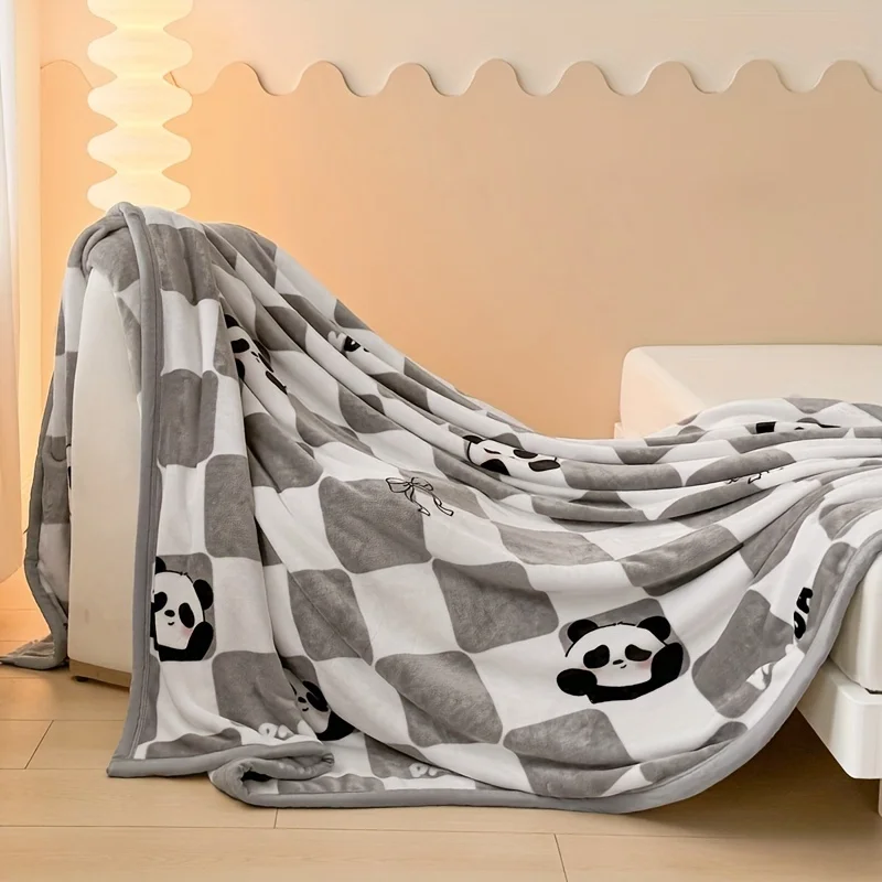 1pc Abstract Panda Printed Blanket, Maternal and Child Standard, Baby Room Game Blanket, Essential for Parent Child Families