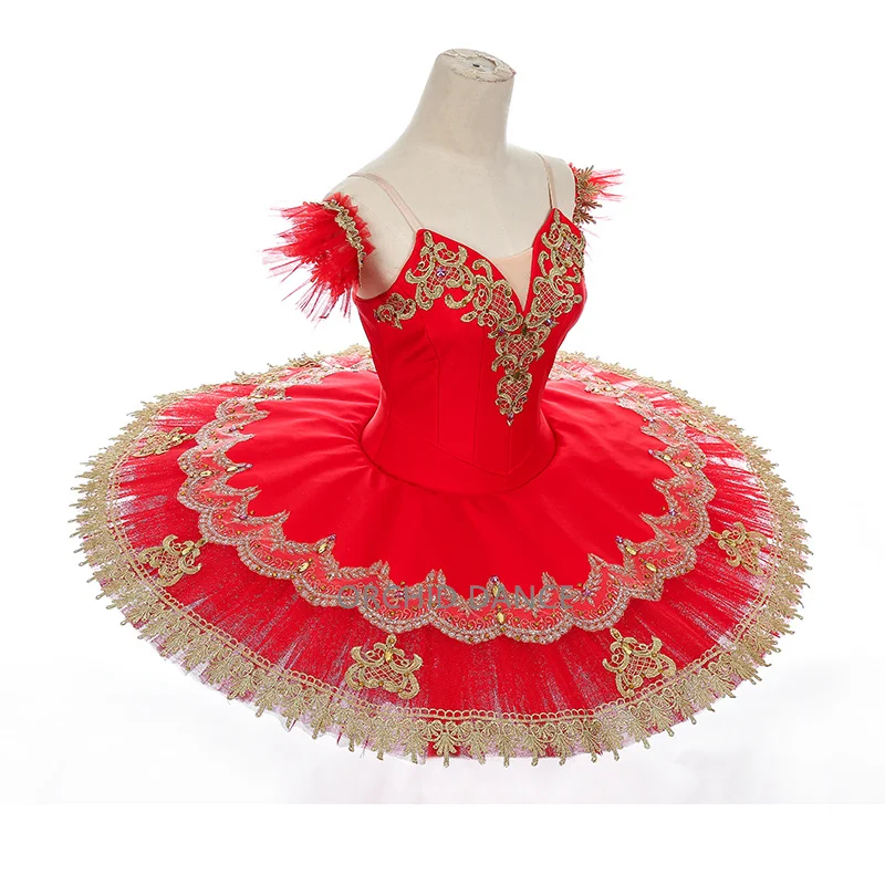 Profesjonalne, wysokiej jakości, szyte na miarę, 12-warstwowe stroje konkursowe dla kobiet, czerwone kostiumy baletowe tutu dla dorosłych, sukienki na imprezy.