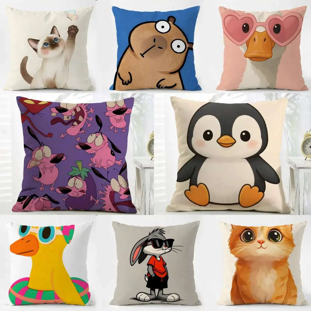C-Cartoon animal Cushion Cover Pillow Case Soft Friendly Fabric & Concealed Zipper
