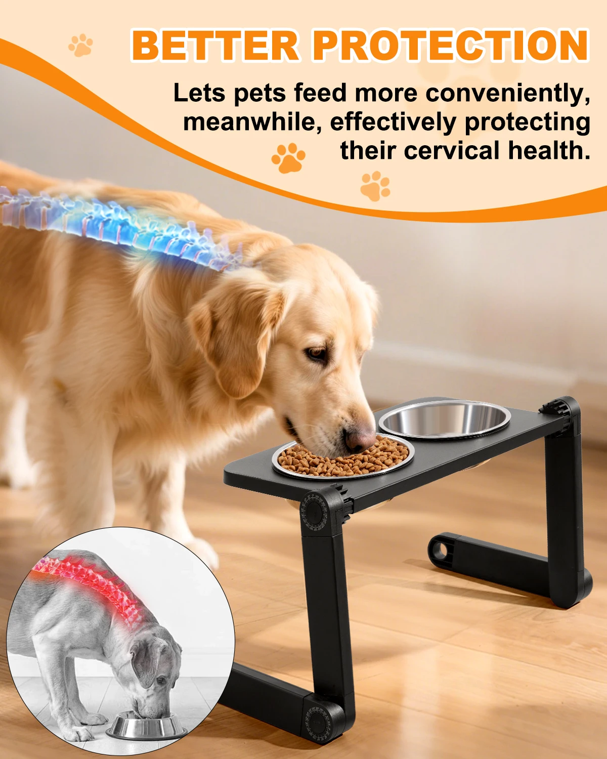 

Eary Double Pet Dog Stainless Steel Bowls Pet Feeding Bowls Angle & Height Adjustable Pet Drinking Dish Feeder Dog Accessories