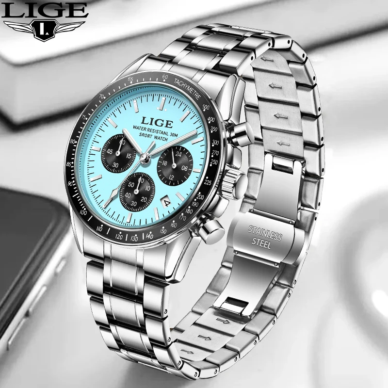 LIGE Fashion Luxury Quartz Man Watches Waterproof Business Clock Stainless Band Watch for Men Date Casual Gentleman Wristwatches