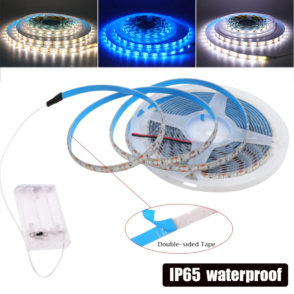 Светодиодная лента, 3 АА батареи, 5 В, USB, 2835, белая, теплая/синяя подсветка для телевизора, 50 см, 1 м, 2 м, 3 м, 5 м