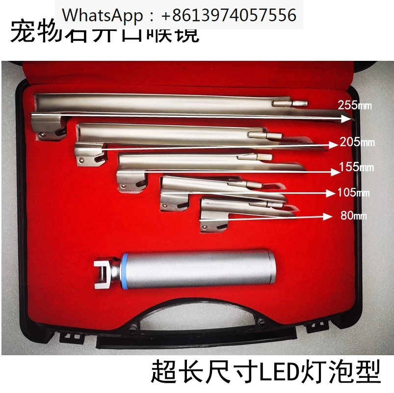 LED all-steel animal anesthesia laryngoscope opening facing the right animal cannula laryngoscope right opening