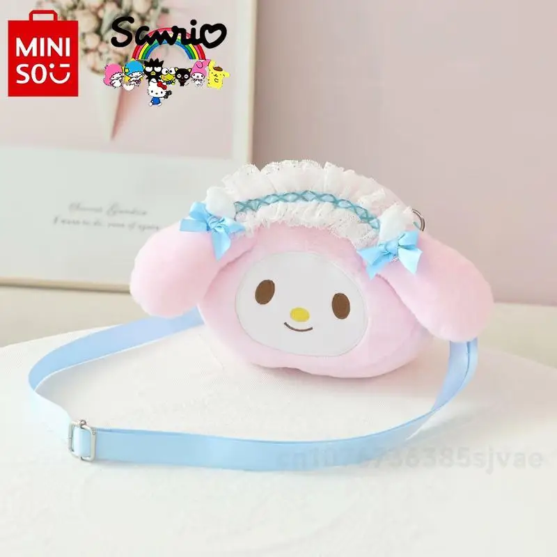 MINISO 2024 New Children's Crossbody Bag Fashionable High Quality Plush Handbag Cartoon Versatile Birthday Gift Girl's Small Bag