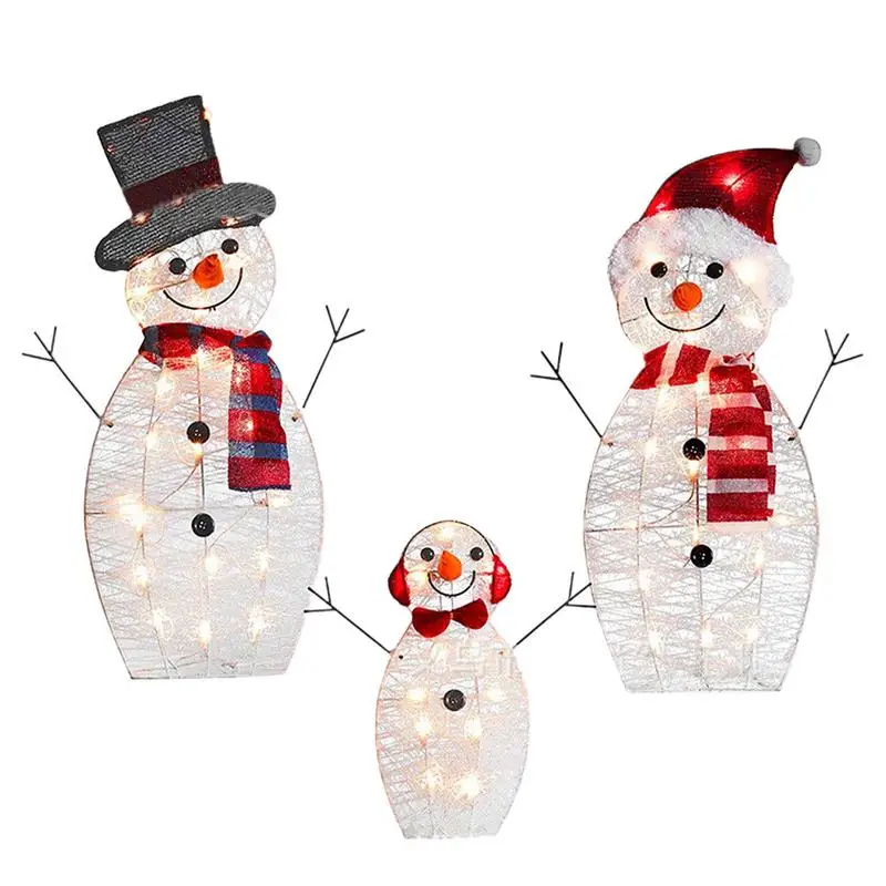 Snowman Outdoor Christmas Decor Yard Signs Light Up Decoration Lighted Ornaments Holiday Stake Sign Snowman Elk Sign Yard Art