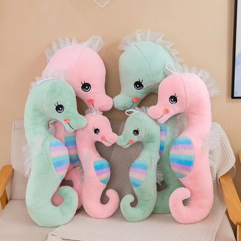 New colorful seahorse plush toy long nap pillow office cushion seahorse toy for girls
