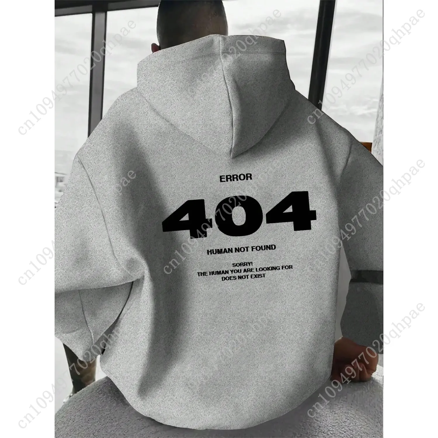 سترة بغطاء للرأس للرجال على طراز الهيب هوب خطأ 404 بشري لم يتم العثور عليها سترة بقلنسوة للرجال مع أرقام مطبوعة
