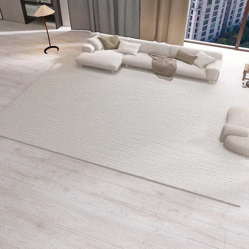 

Waterproof and anti-fouling carpet white moonlight French light luxury simple cream wind living room bedroom