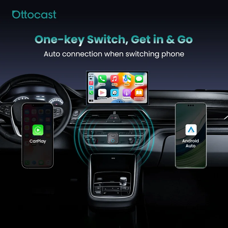 Mini Universal Wireless Carplay Adapter with Bluetooth 5.4 and USB Type-A Compatible with CarPlay and Android Auto
