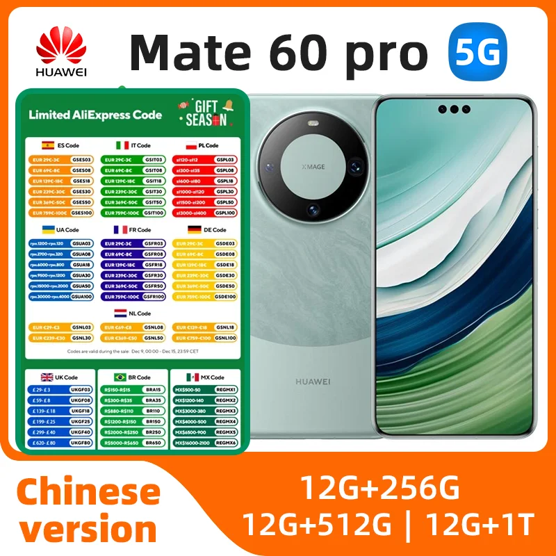 Huawei Mate 60 Pro Mobile Phone 6.82 Inches OLED 120Hz Screen Kirin 9000S HarmonyOS 4.0 Battery 5000mAh Smartphone used phone