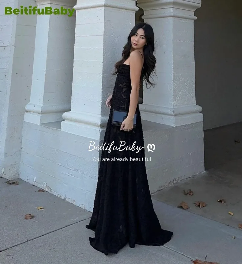 BeitifuBaby 2024 French Style Lace Dress for Women Elegant Ladies Jacquard Sexy Sleeveless Sling Flower Pattern Wedding Dresses