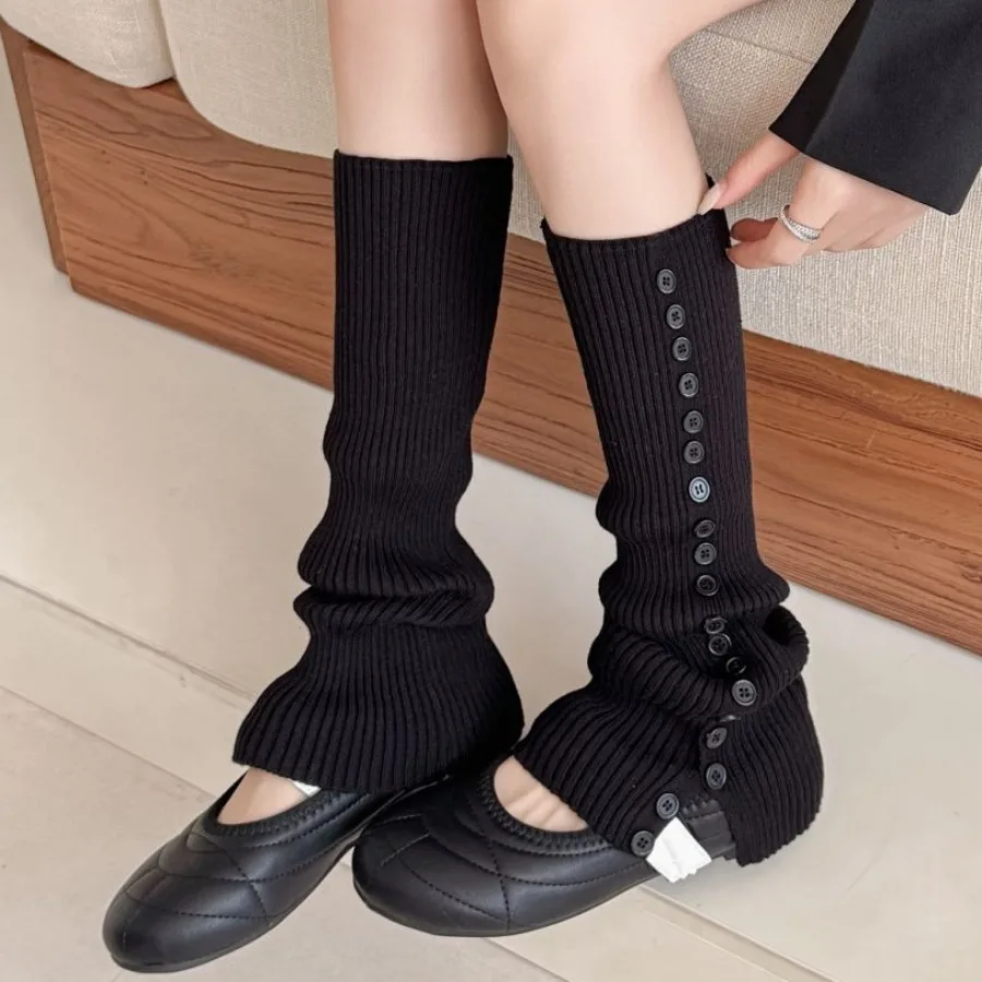 ​New Women's Button Detail Slouchy Sock Toppers Cozy Knit Leg Warmers for Layering with Yoga Pants & Boots​